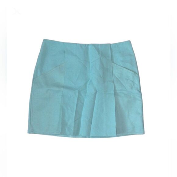 3•1 Phillip Lim Turquoise Skirt 100% Silk Lining 100% Leather Trim (Size: 4) - Picture 3 of 16